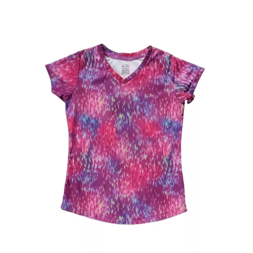 Champion DuoDry Girls Swim Top Rash Guard Size Medium 7/8 Pink Purple Sun Beach